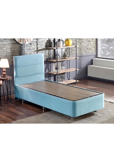 Nironyatak Niron Cozy 100 x 200 CM Tek Kişilik Yatak Seti - Mavi Kumaş Baza, Başl