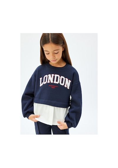 Koton Kız Çocuk Sweatshirt London Şehir Baskılı Bisiklet Yaka Gömlek Etek Ucu Detaylı Şardonlu Lacivert Koton Kız Çocuk Sweatshirt London Şehir Baskılı Bisiklet Yaka Gömlek Etek Ucu Detaylı Şardonlu Lacivert
