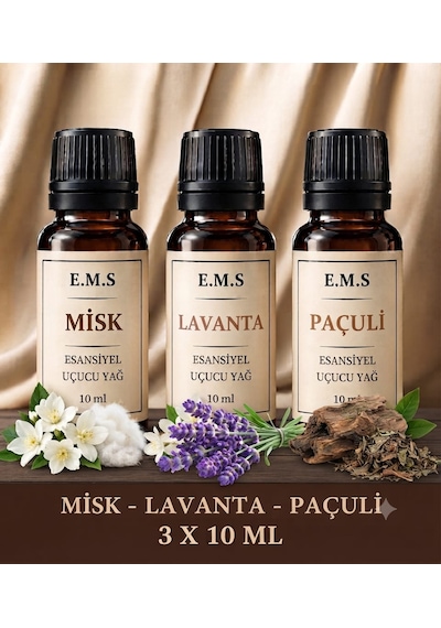 Misk - Lavanta - Paçuli Esansiyel Uçucu Yağ Buhurdanlık Yağı Difüzör Esansı Oda Kokusu Mum Esansı 3 X 10 Ml. Karışık Misk - Lavanta - Paçuli Esansiyel Uçucu Yağ Buhurdanlık Yağı Difüzör Esansı Oda Kokusu Mum Esansı 3 X 10 Ml. Karışık