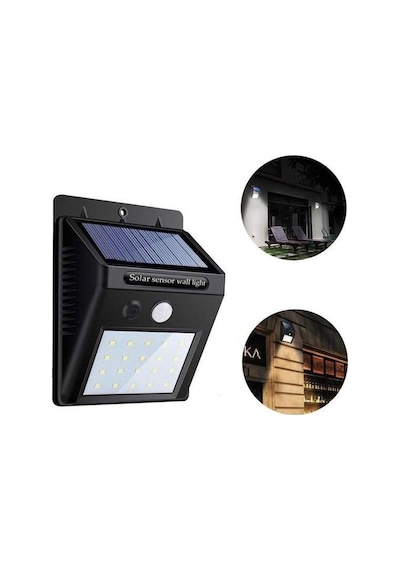Güneş Enerjili Hareket Sensörlü 20 Led Solar Enerji Su Geçirmez Duvar Lambası Beyaz