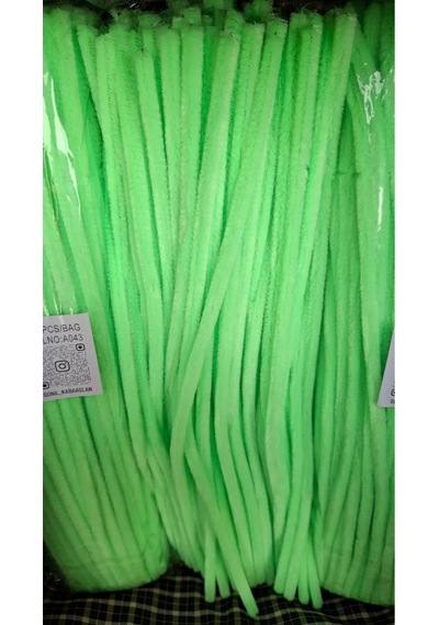 30 Cm A043 Yeşil Kod Şönil - Tüylü Hobi Çubuğu 100 Lü Paket