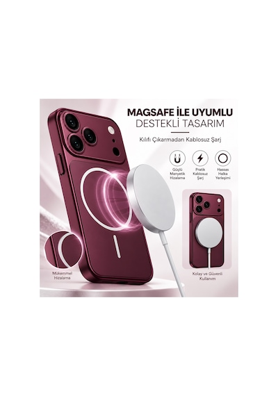 İphone 13 İçin İphone 18 Pro Görünümlü Uyumlu Kılıf Kablosuz Şarj Destekli Kamera Lens Korumalı Şık Metal Görünümlü Dayanıklı Arka Kapak Tasarımı H0x2 Gümüş