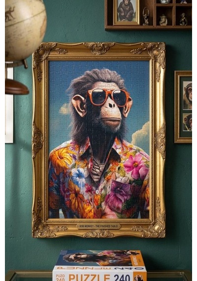 240 Parça Bob Monkey Havalı Hayvan Portresi Puzzle 33x48cm Eğitici Çocuk Yapboz 1