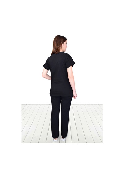 Siyah Unisex Model Cerrahi Lüks Üniforma Takım Siyah