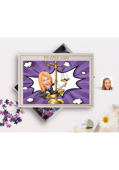 Bk Gift Kişiye Özel Kadın Avukat Karikatürlü 1000 Parça Profesyonel Puzzle-4