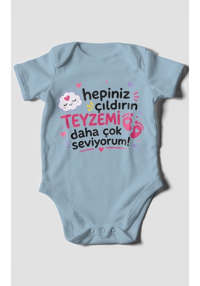 Morivokids Teyzeye Özel Kısa Kollu Bebek Body %100 Pamuk Zbn198-kk Bebe Mavisi