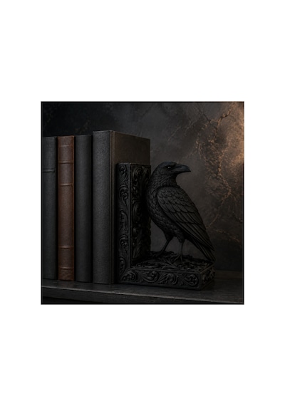 Gotik Kuzgun Barok Kitap Tutucu Tekli