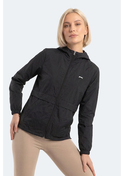 Slazenger Raıd Kadın Kapüşonlu Fermuarlı Siyah Rüzgarlık