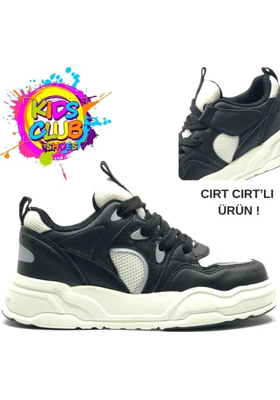Cool Jacop Bağcık Görünümlü Cırt Cırtlı Sneaker Ortopedik Çocuk Spor Ayakkabı SİYAH-BEYAZ