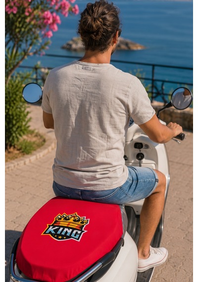 King Universal Motor Sele Kılıfı Kırmızı Scooter Sele Koruyucu %100 Polyester Yıkanabilir Koltuk Kılıfı