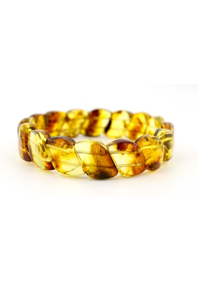 Kehribar Bileklik Fosilli Roleks Özel Tasarım Ambergold Blk23-46 Çok Renkli