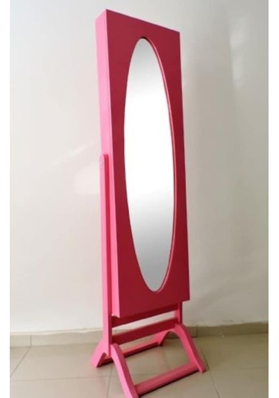Boy Ayna Takı Dolap Model Ahşap Parlak Kırmızı Boya Natüre Klasi Ahşap