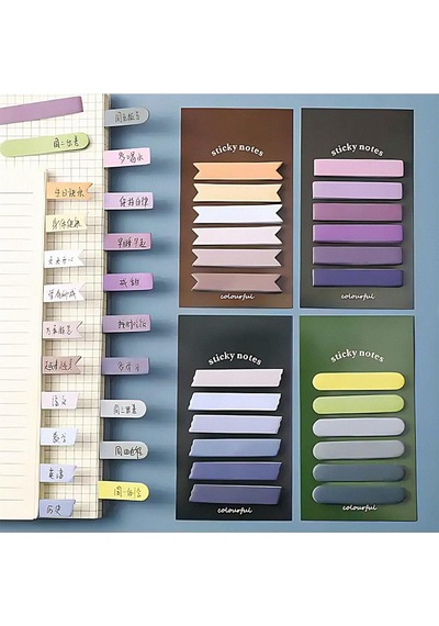 Kahverengi Temalı 6 Renkli Not Seti Post-it Sticky Note