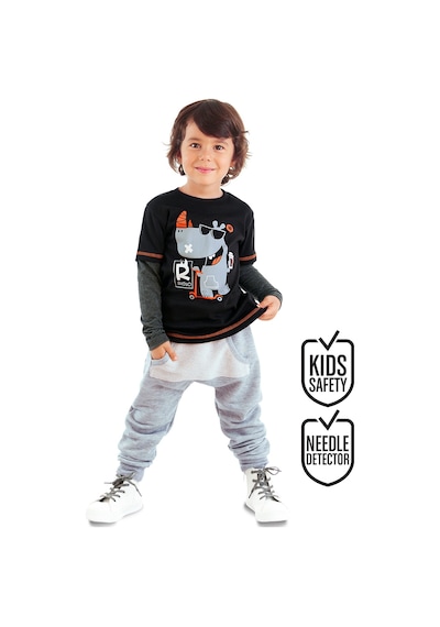 Rhino Erkek Çocuk Siyah T-shirt Eşofman Altı Takım