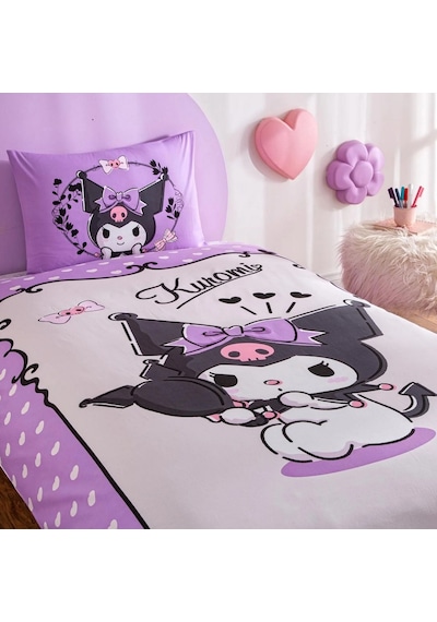 Taç Kuromi Lisanslı Çarşafılastikli Tek Kiş.nev.takımı-lila Beyaz Lila