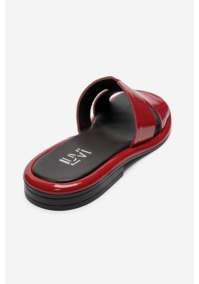 Luvi Shoes Brıo Kırmızı Rugan Hakiki Deri Kadın Terlik