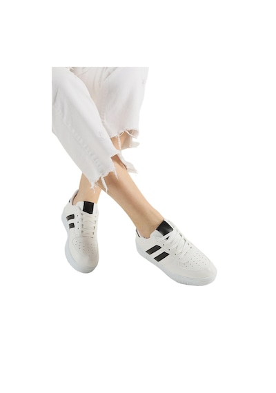 Unisex Bağcıklı Günlükspor Sneaker Ayakkabı Beyaz - Siyah-beyaz - Siyah Beyaz - Siyah