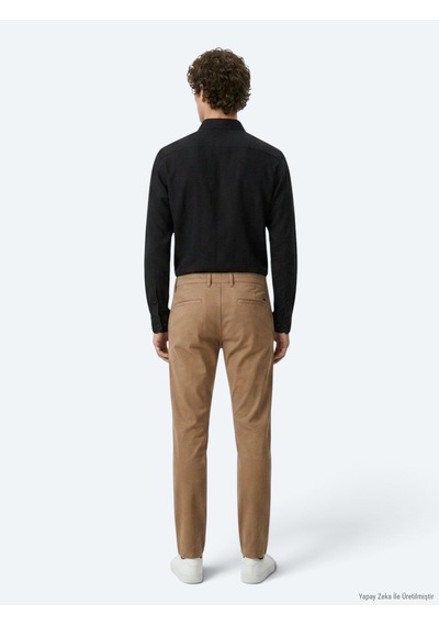 Kip Deve Tüyü Düz Dokuma Regular Fit Casual Pamuk Karışımlı Pantolon Camel