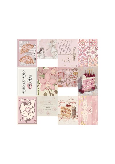 Coquette Pembe Tatlı Poster Duvar Kağıdı Seti Afiş A5 12 Adet