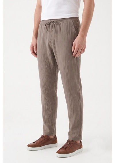 Mösyö Erkek Baggy Kalıp Müslin Kumaş Pantolon Bgl-st05592 VİZON