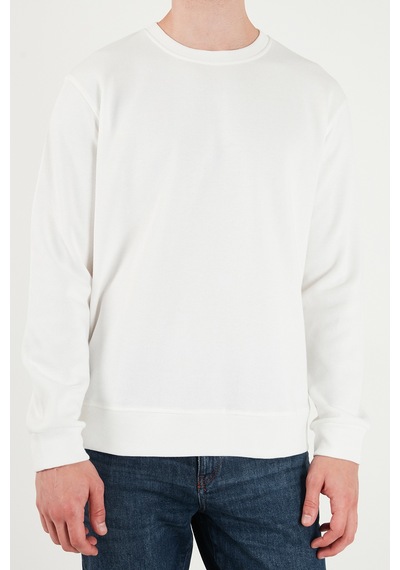Buratti Pamuklu Relaxed Fit Bisiklet Yaka Sweat Erkek Sweat 5901257 Ekru