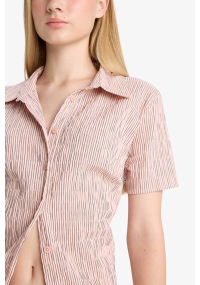 Defacto Coool Fitted Dokulu Kısa Kollu Gömlek F4849ax25aupn153 Pembe