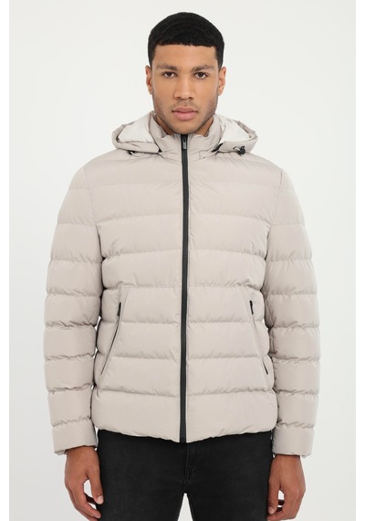 Dufy Erkek Slim Fit Kapüşonlu Taş Mont-18159