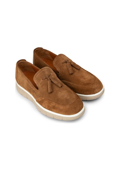 Deery Erkek Hakiki Süet Taba Rengi Püsküllü Loafer - 02048mtbae01