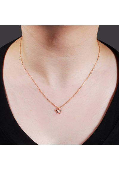 Kuyumcudukkani Zincirli"9mm Yıldız"figürlü Kolye-37111-r Rose Gold