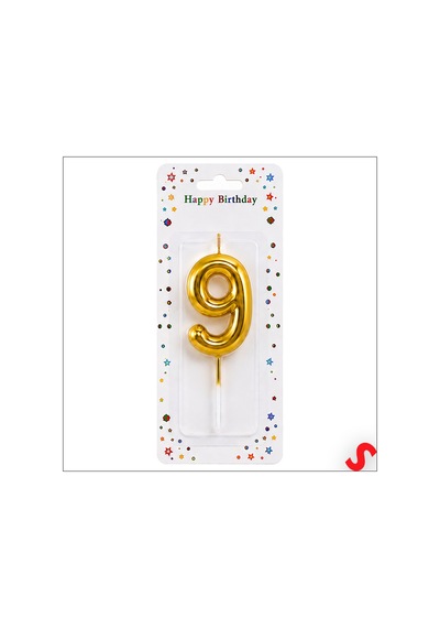 9 Rakam Mum Altın - 10 Cm