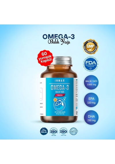 İnmax Omega 3 1000 Mg Balık Yağı 30 Kapsül
