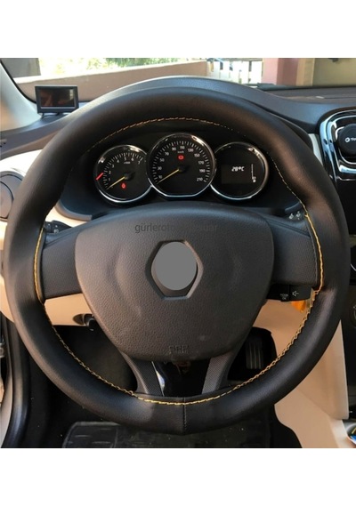 Renault Symbol 2013+ Dikmeli Direksiyon Kılıfı Sarı Ipli (11Cm)