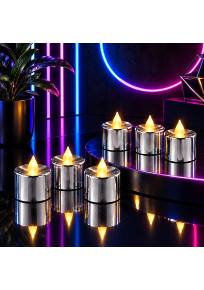 24 Adet Gümüş Gün Işığı Işıklı Tea Light Mum Gün Işığı Led Işıklı Mum Yılbaşı Noel Mumu Pilli Mum