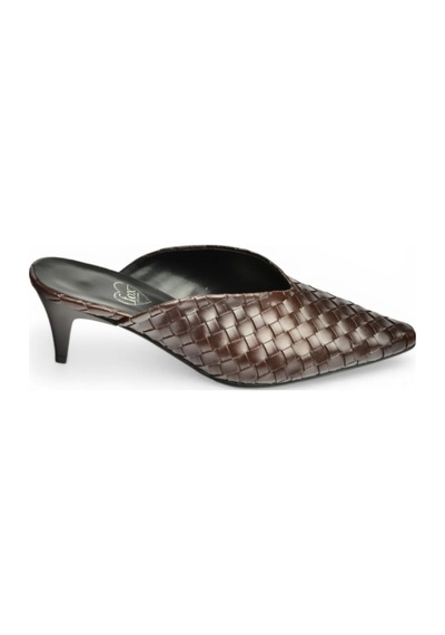 Fox Shoes Y654660709 Kahverengi İnce Topuklu Önü Kapalı Kadın Terlik