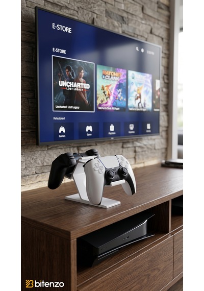 Premium 2 Li Gamepad Standı - Çiftli Oyun Konsolu Kol Tutucu Masaüstü Organizer - Beyaz