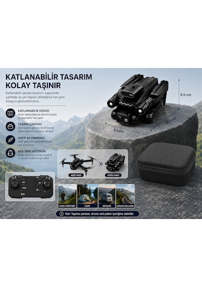 A13 Katlanabilir Kameralı Drone Engelden Kaçınma Sensörü, Optik Akış, 3 Hız Modu, Telefon Tutuculu Kumanda