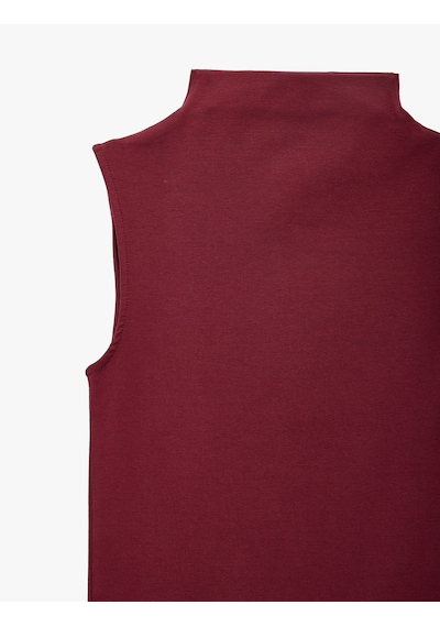 Koton Pamuklu Dik Yaka Slim Fit Kolsuz Body Bordo 7wak10056ek
