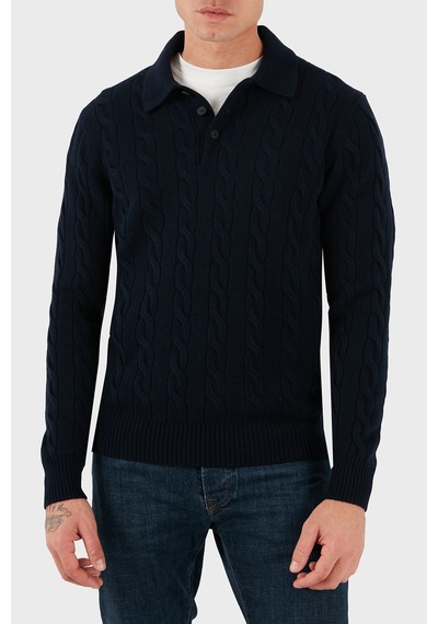 Gran Sasso Erkek Polo Yaka Kazak 23172 19651 598 Lacivert Lacivert