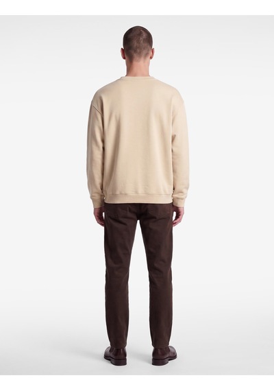 Koton Uzun Kollu Üç İplik Yıkamalı Rahat Kalıp Pamuklu Bisiklet Yaka Sweatshirt Bej 7wam70154mk Ekru