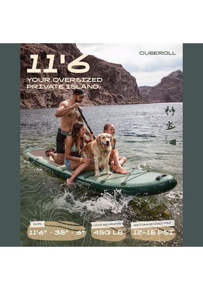 Cuberoll Pathfinder Green 351x89x15 Cm Şişme Stand Up Paddle Board Sup Seti 225 Kg