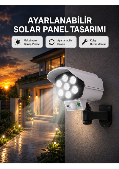Pvc+pc Malzemeli, 2'si 1 Arada Güvenlik Lambası Ayarlanabilir Başlık Ve Panel Açısı - Lisinya 01653005