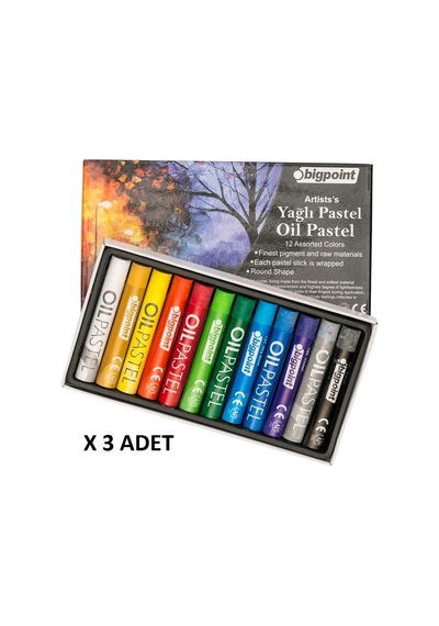 Bigpoint Artists's Yağlı Oil Pastel Boya 12 Renk X 3 Adet Çok Renkli