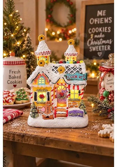 Yılbaşı Ürünleri Dekoratif Kurabiye Ev Işıklı Cookies Bys0010