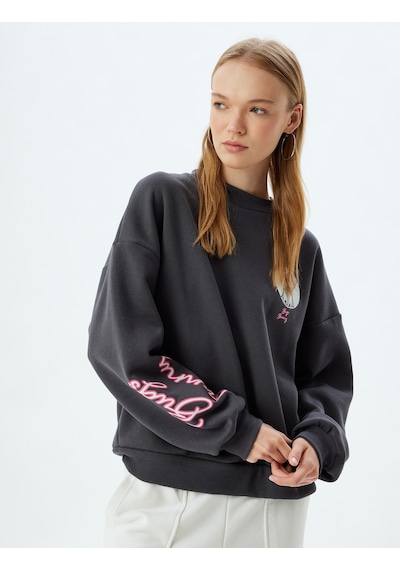 Koton Bugs Bunny Oversize Sweatshirt Bisiklet Yaka Arkası Baskılı Lisanslı Antrasit 5wal10172ık Antrasit
