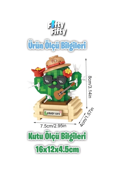 Loz Micro Block Serisi Sevimli Kaktüs 380 Parça Oyuncak Yapım Seti Fflz-8833