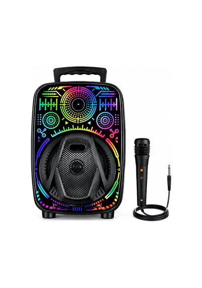 Platoon Pl-4660 Ch-880 Karaoke Speaker Hoparlör Dc 5v 8'' Inch Mikrofonlu Usb Sarjlı Rgb Işıklı Bt
