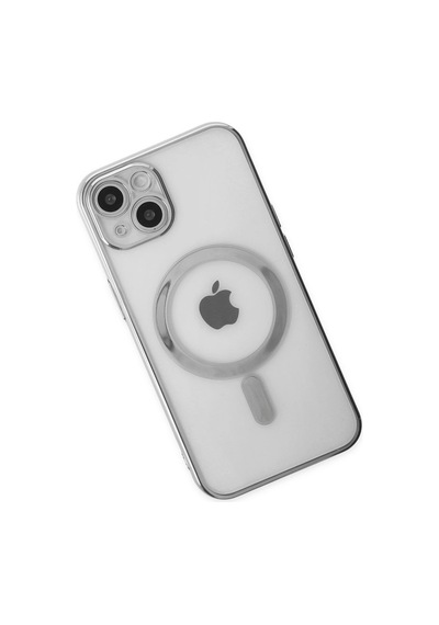 Cosmotex Newface Apple, Uyumlu iPhone 14 Plus Kılıf Magneticsafe Lazer Silikon - Gümüş