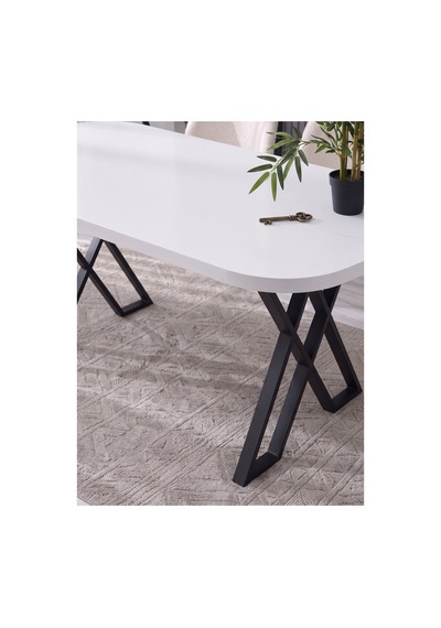 Nesa 90x170 Mdf X Ayak Masa Yemek Masası/mutfak Masası Beyaz/siyah Beyaz/siyah