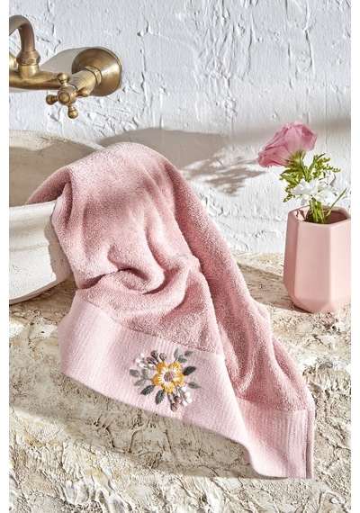 Karaca Home Comfort Touch Nakışlı %100 Pamuk Havlu Pudra 30x50 Cm 200.22.11.0112