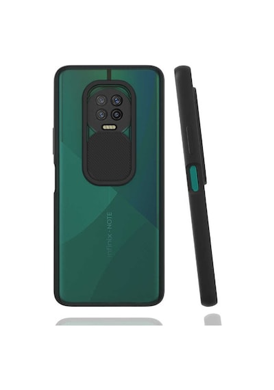 Kilifone - İnfinix Uyumlu Note 7 - Kılıf Slayt Sürgülü Arkası Buzlu Lensi Kapak - Siyah